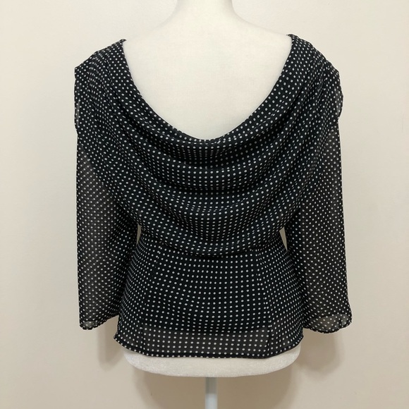 MSK Black Polka Dot Draped Neck Blouse - Picture 4 of 9